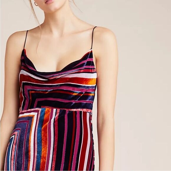 Anthropologie Tina Striped Velvet Midi Dress S NWOT - Picture 11 of 12